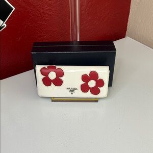 Prada Cream and Red Floral Key Holder
